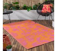 furn. Marula Rug - Indoor/Outdoor Woven Botanical Tropical Birds Weather Resistant Easy Clean Lightweight Rug (Orange/Pink - 120x180cm)
