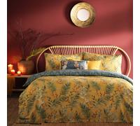 furn. Mazari Duvet Cover Set Reversible - Jungle Print Soft Polycotton Bedding (Mustard - Double)
