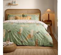 furn Meadow Flora Reversible Printed Duvet Set Super King, Green
