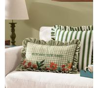 furn. Meadow Haze Embroidered Ruffle Polyester Filled Cushion - Green - 30x50cm
