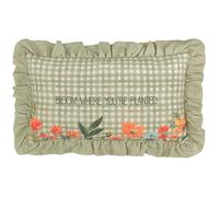 furn. Meadow Haze Polyester Filled Cushion - Floral Cottagecore Embroidered Ruffle Trim Decorative Pillow (Green - 30x50cm)