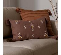 Furn Meare Embroidered 100% Cotton Cushion In Brown Brown 30cm x 50cm
