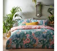 furn. Medinilla Double Sage and Blush Tropical Duvet Cover Set - Multi - Wilko