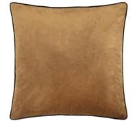 furn. Meridian Cushion Cover - Luxury Contrast Piped Velvet Decorative Case (Caramel/Chocolate - 55x55cm)