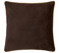 furn. Meridian Cushion Cover - Luxury Contrast Piped Velvet Decorative Case (Chocolate/Caramel - 55x55cm)