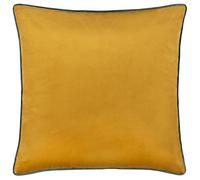 furn. Meridian Cushion Cover - Luxury Contrast Piped Velvet Decorative Case (Ochre/Teal - 45x45cm)