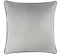 furn. Meridian Cushion Cover - Luxury Contrast Piped Velvet Decorative Case (Silver/Navy - 45x45cm)