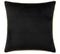 furn. Meridian Feather Filled Cushion - Luxury Contrast Piped Velvet Decorative Pillow (Black/Gold - 45x45cm)