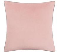 furn. Meridian Feather Filled Cushion - Luxury Contrast Piped Velvet Decorative Pillow (Blush/Grey - 45x45cm)