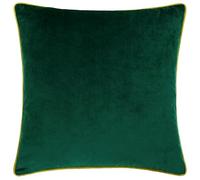 furn. Meridian Feather Filled Cushion - Luxury Contrast Piped Velvet Decorative Pillow (Emerald/Moss - 45x45cm)