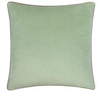 furn. Meridian Feather Filled Cushion - Luxury Contrast Piped Velvet Decorative Pillow (Eucalyptus/Mocha - 45x45cm)