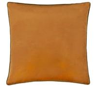 furn. Meridian Feather Filled Cushion - Luxury Contrast Piped Velvet Decorative Pillow (Ginger/Olive - 45x45cm)