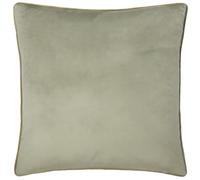 furn. Meridian Feather Filled Cushion - Luxury Contrast Piped Velvet Decorative Pillow (Green/Sage - 55x55cm)