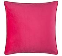 furn. Meridian Feather Filled Cushion - Luxury Contrast Piped Velvet Decorative Pillow (Hot Pink/Red - 45x45cm)