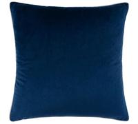 furn. Meridian Feather Filled Cushion - Luxury Contrast Piped Velvet Decorative Pillow (Navy/Silver - 45x45cm)