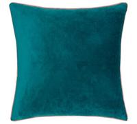 furn. Meridian Feather Filled Cushion - Luxury Contrast Piped Velvet Decorative Pillow (Teal/Blush - 45x45cm)