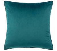 furn. Meridian Feather Filled Cushion - Luxury Contrast Piped Velvet Decorative Pillow (Teal/Navy - 45x45cm)