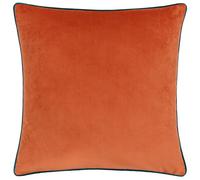 furn. Meridian Feather Filled Cushion - Luxury Contrast Piped Velvet Decorative Pillow (Tiger/Teal - 45x45cm)
