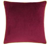 furn. Meridian Feather Filled Cushion - Luxury Contrast Piped Velvet Decorative Pillow (Maroon/Moss - 45x45cm)
