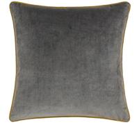 furn. Meridian Polyester Filled Cushion (Charcoal/Moss - 55 x 55cm) | Soft velvet cushion with contrast piping and polyester filling. 55 x 55cm. Ready to style.