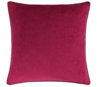 furn. Meridian Polyester Filled Cushion - Luxury Contrast Piped Velvet Decorative Pillow (Cranberry/Mocha - 45x45cm)
