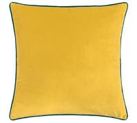 furn. Meridian Polyester Filled Cushion - Luxury Contrast Piped Velvet Decorative Pillow (Cylon/Teal - 45x45cm)