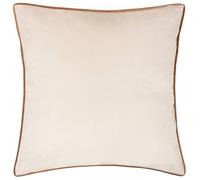furn. Meridian Polyester Filled Cushion - Luxury Contrast Piped Velvet Decorative Pillow (Ecru/Ginger - 45x45cm)