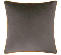 furn. Meridian Polyester Filled Cushion - Luxury Contrast Piped Velvet Decorative Pillow (Mocha/Pumpkin - 45x45cm)