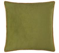 furn. Meridian Polyester Filled Cushion - Luxury Contrast Piped Velvet Decorative Pillow (Olive/Ginger - 55x55cm)