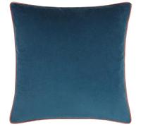furn. Meridian Polyester Filled Cushion - Luxury Contrast Piped Velvet Decorative Pillow (Petrol/Blush - 45x45cm)