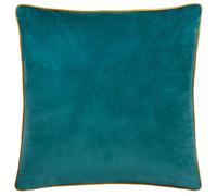 furn. Meridian Polyester Filled Cushion - Luxury Contrast Piped Velvet Decorative Pillow (Teal/Ochre - 55x55cm)