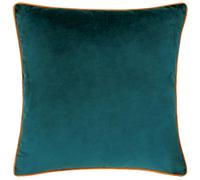 furn. Meridian Polyester Filled Cushion - Luxury Contrast Piped Velvet Decorative Pillow (Teal/Tiger - 45x45cm)
