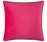 furn. Meridian Polyester Filled Cushion - Luxury Contrast Piped Velvet Decorative Pillow (Pink/Red - 55x55cm)