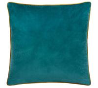 furn. Meridian Polyester Filled Cushion (Teal/Ochre - 55 x 55cm) | Soft velvet cushion with contrast piping and polyester filling. 55 x 55cm. Ready to style.