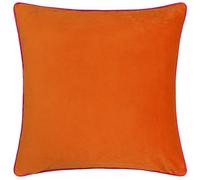 furn. Meridian Cushion Cover - Luxury Contrast Piped Velvet Decorative Case (Clementine/Hot Pink - 45x45cm)