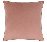 furn. Meridian Velvet Cushion Cover with Feather Rich Filled Inner Pad - Luxury Piped Design (Blush/Gold, 55 x 55 cm)