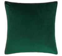 furn. Meridian Velvet Cushion Cover with Feather Rich Filled Inner Pad - Luxury Piped Design (Emerald/Blush, 55 x 55 cm)