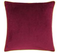 furn. Meridian Velvet Cushion Cover with Feather Rich Filled Inner Pad - Luxury Piped Design (Maroon/Moss, 55 x 55 cm)