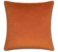 furn. Meridian Velvet Cushion Cover with Feather Rich Filled Inner Pad - Luxury Piped Design (Pumpkin/Mocha, 55 x 55 cm)