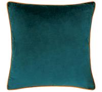 furn. Meridian Velvet Cushion Cover with Feather Rich Filled Inner Pad - Luxury Piped Design (Teal/Tiger, 55 x 55 cm)