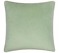 furn. Meridian Polyester Filled Cushion - Luxury Contrast Piped Velvet Decorative Pillow (Eucalyptus/Natural - 55x55cm)