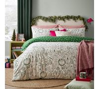 furn. Merry Christmas Duvet Cover Set (Oat/Green - Single)
