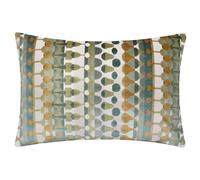 furn. Metro Abstract Feather Filled Cushion - Geometric Velvet Jacquard Decorative Pillow (Green - 40x60cm)