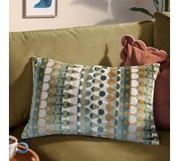 furn. Metro Abstract Polyester Filled Cushion - Geometric Velvet Jacquard Decorative Pillow (Green - 40x60cm)