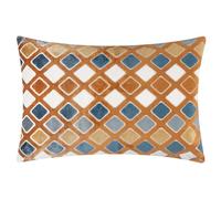 furn. Metro Diamond Polyester Filled Cushion - Geometric Velvet Jacquard Decorative Pillow (Ginger - 40x60cm)