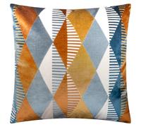 furn. Metro Harlequin Feather Filled Cushion - Geometric Velvet Jacquard Decorative Pillow (Ginger - 50x50cm)