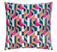 furn. Metro Prism Feather Filled Cushion - Geometric Velvet Jacquard Decorative Pillow (Multicolour - 45x45cm)