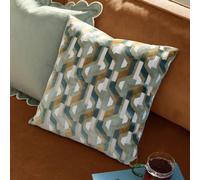 furn. Metro Prism Polyester Filled Cushion - Geometric Velvet Jacquard Decorative Pillow (Green - 45x45cm)