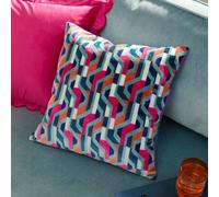 furn. Metro Prism Polyester Filled Cushion - Geometric Velvet Jacquard Decorative Pillow (Multicolour - 45x45cm)