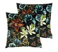 Evans Lichfield Midnight Garden Aquilegia Polyester Filled Cushions (Twin Pack), Teal, 43 x 43cm